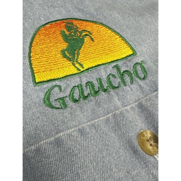 Vintage Lee Denim Collection Blue Chambray XL Gaucho Embroidered Patch LS Shirt - Picture 5 of 8